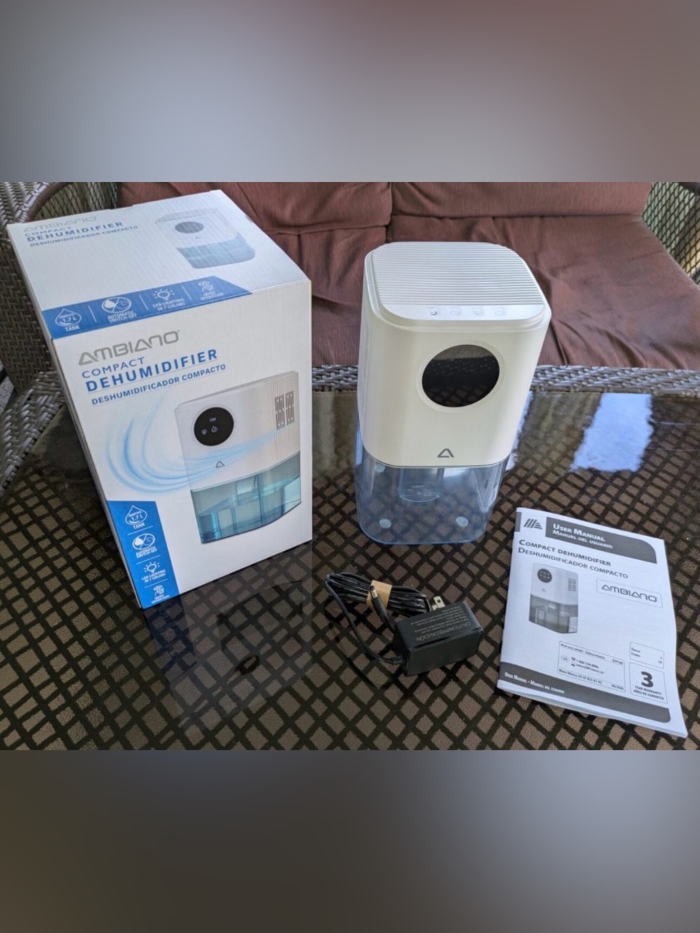 Ambiano Compact Dehumidifier 1.7 L Tank Quiet LED Lighting Auto Switch off NEW - Picture 4 of 9